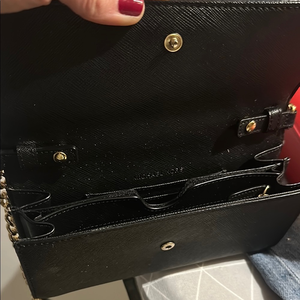 Michael Kors Black and Gold Crossbody Bag with Chain Strap - Picture 2 of 4